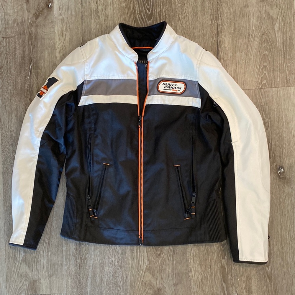 Harley Davidson’s Women’s size medium riding jacket black grey cream